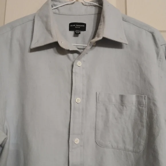 Club Monaco Cotton Button Up Men's Light Blue Shirt, Size Medium (M) - Picture 7 of 8